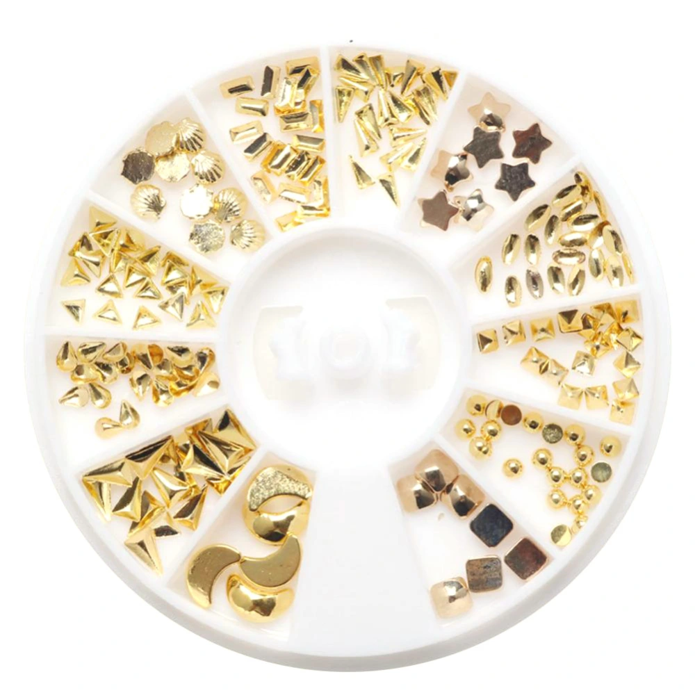 12types Alloy Rivets Stud Nail Art Shell Moon Decorations 3D Nail DIY Sticker Manicure Tool