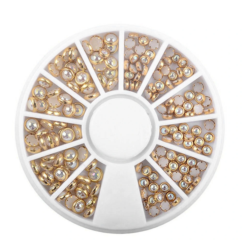 12grids/set Alloy Metal Beads Decoration Pearl DIY Nail Art Manicure Charm Disc