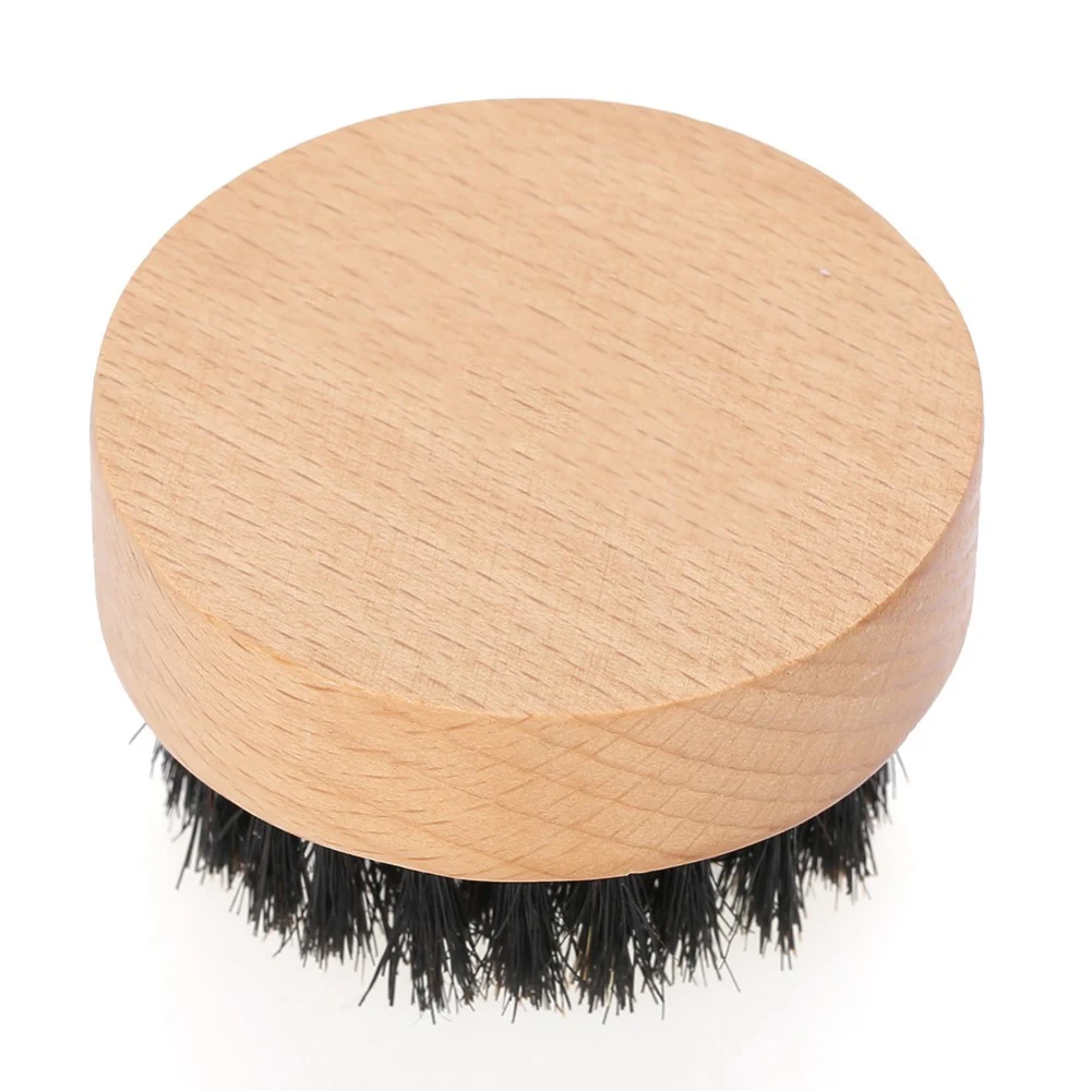 Men Mustache Circle Wooden Color Beech Brush Beard Care Shaving Cleaning Grooming Kit