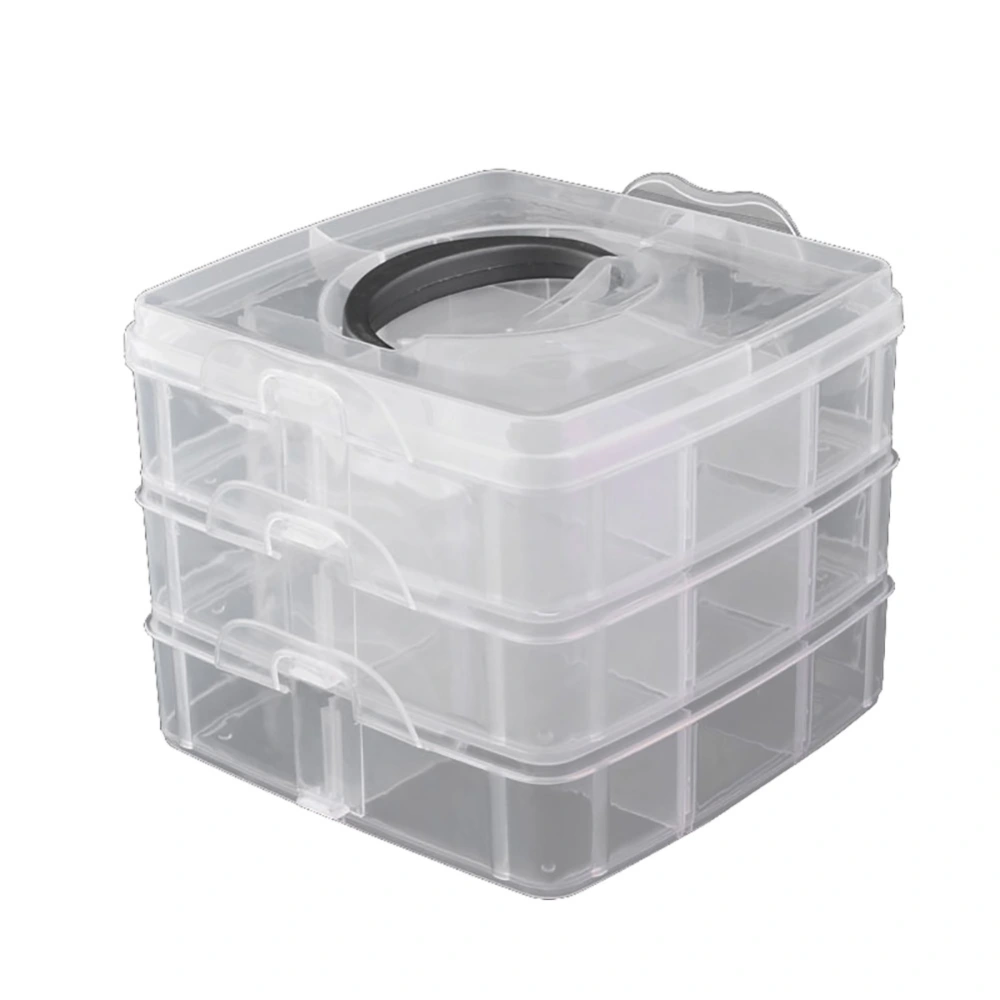 3 Layers Portable Plastic Storage Box Makeup Organizer Jewelry Holder Cosmetic Container White