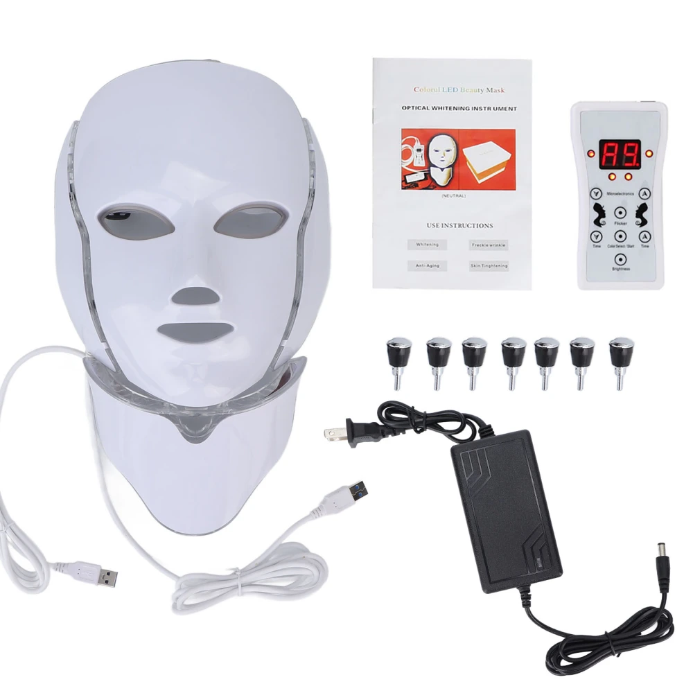 7Colors Photon LED Mask Face Neck Anti Wrinkle Acne Removal Skin Rejuvenation Machine