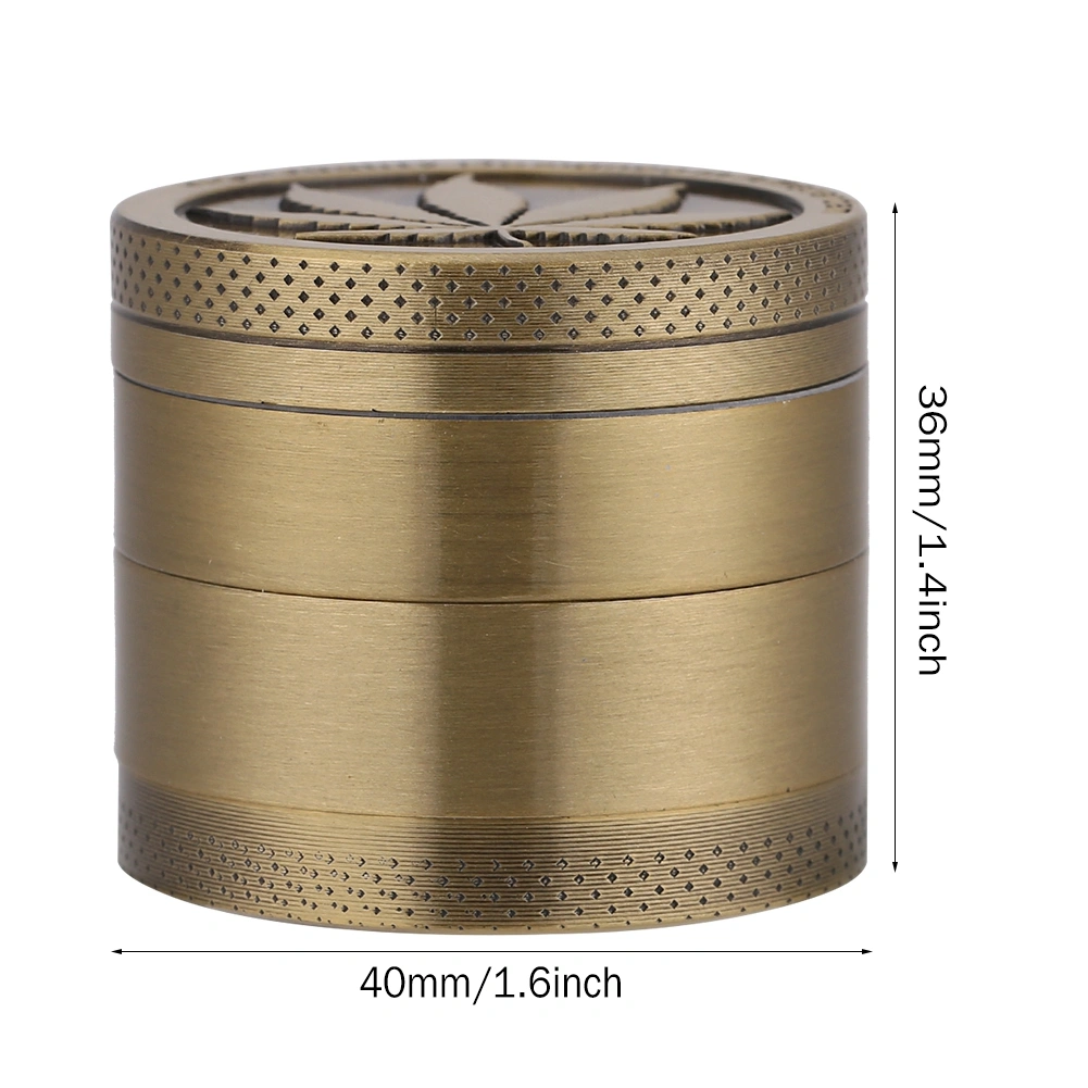 Leaf Designed Zinc Alloy Colorful Metal Grinder Herb Crusher Bronze