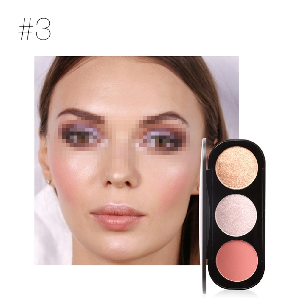 FOCALLURE 3 Color Blush Highlighter Bronzer Palette Contour Shadow Powder Face Makeup Powder #3