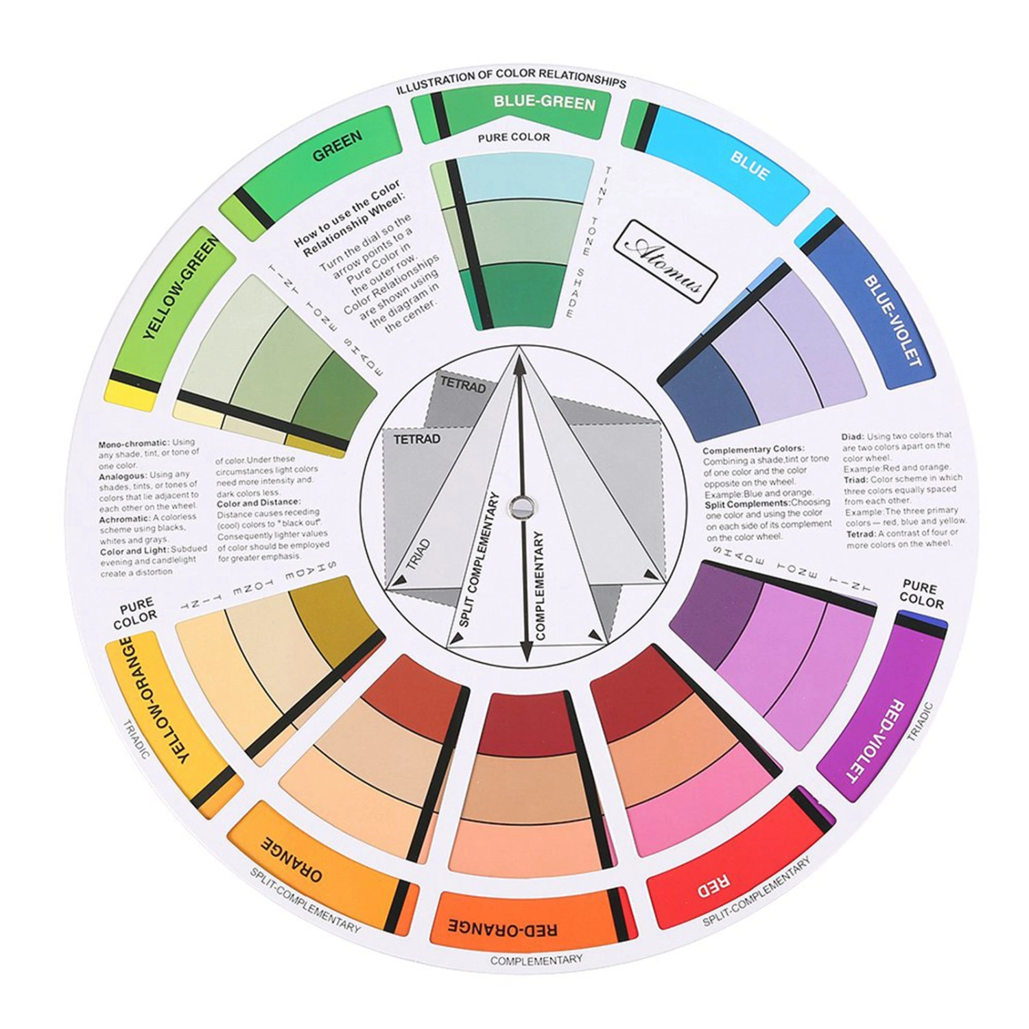 Professional Mix Guide Round Tattoo Nail Pigment Color Wheel Paper Card Supplies