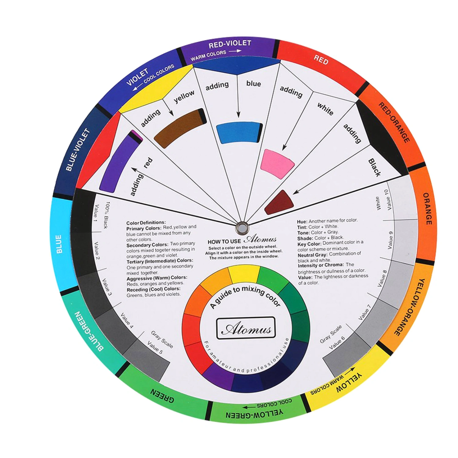 Professional Mix Guide Round Tattoo Nail Pigment Color Wheel Paper Card Supplies