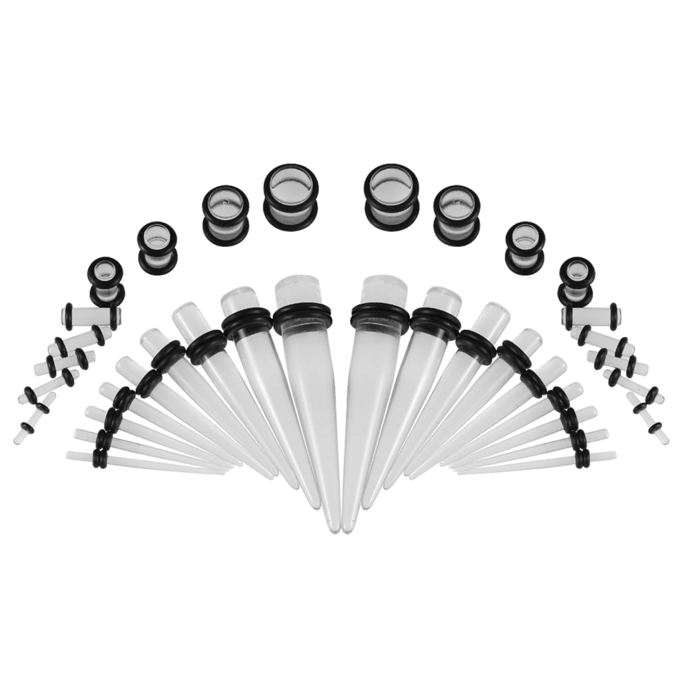 36pcs Fashionable Acrylic Stretcher Ear Taper Expander O Ring Stretching Kit Transparent Lumine