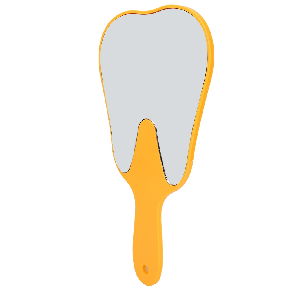 Fashionable Cute Plastic Handle Tooth Dental Care Hand Mirror Tool(Yellow)