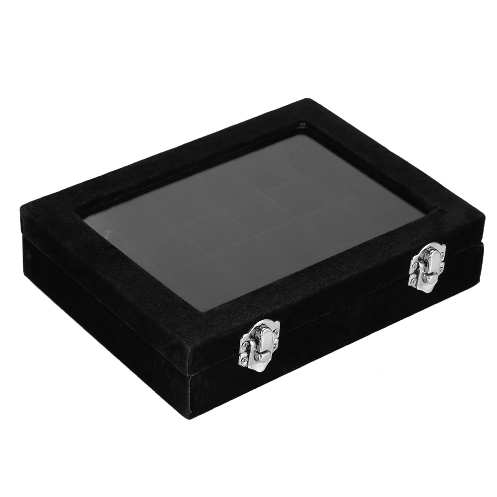 24 Grids Empty Nail Art Decorations Jewelry Rings Rhinestone Gem Beads Storage Box (Black)