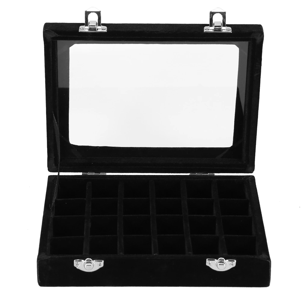 24 Grids Empty Nail Art Decorations Jewelry Rings Rhinestone Gem Beads Storage Box (Black)