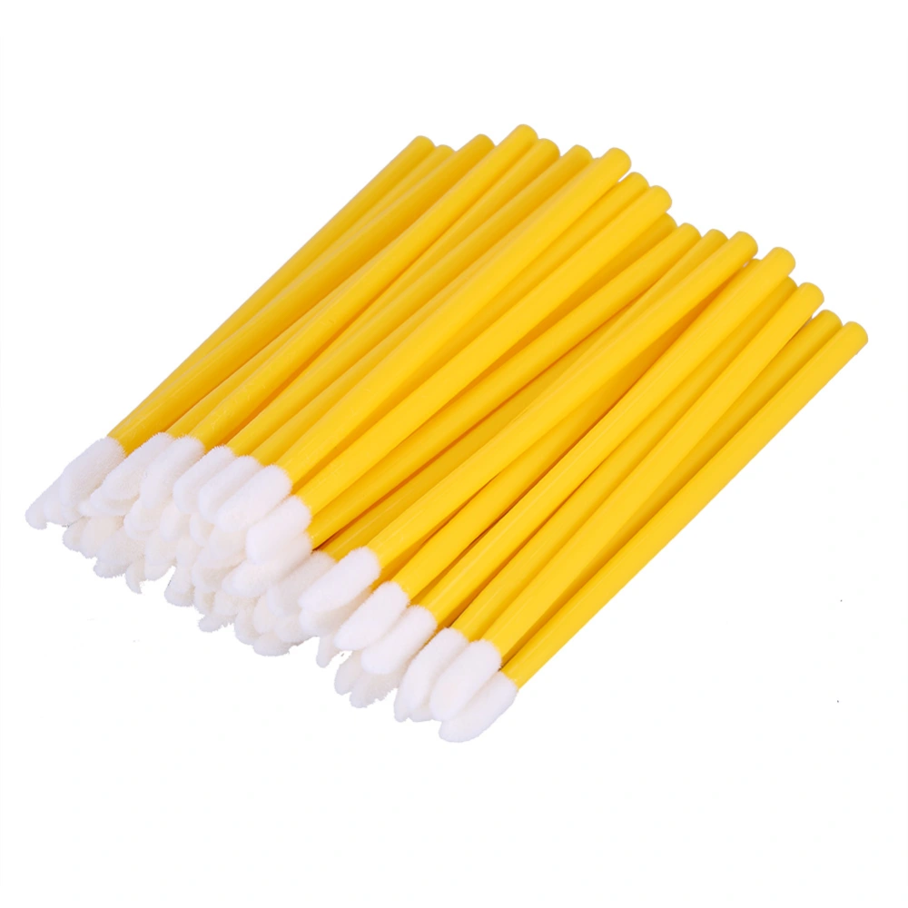 50PCS/Set Disposable Lip Brush Lipgloss Lipstick Applicator Makeup Cosmetic Tool(Yellow)