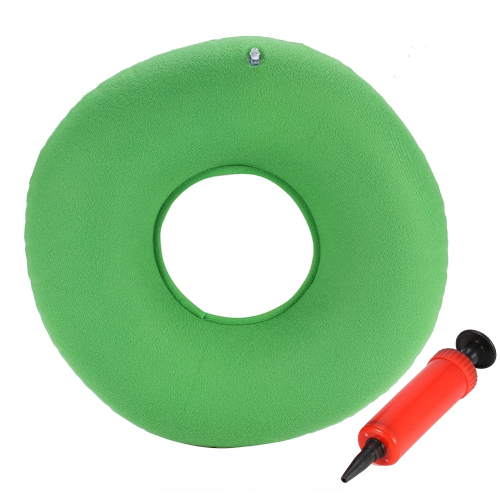 Inflatable Round Chair Pad Hip Support Hemorrhoid Seat Cushion With Pump(Green)