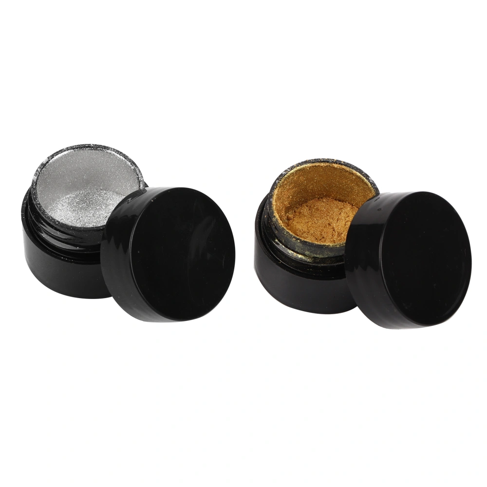 15g Professional Nail Metal Powder Dust Manicure Design Decoration With Brush (Gold Silver)