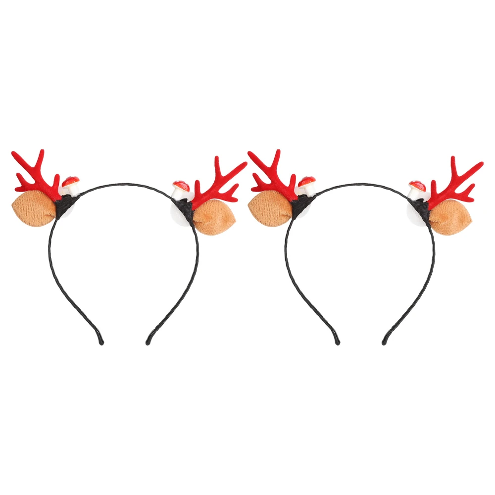 2pcs Christmas Antler Headband Lovely Reindeer Hair Band Christmas Hairhoop for Kids Adults Costume Party