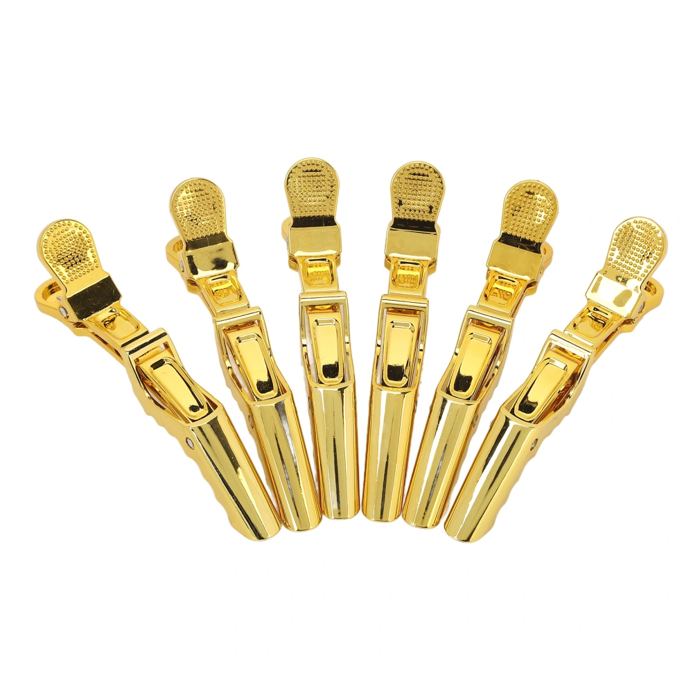 6pcs Hair Styling Clips Firmly Clamp Double Hinged Hair Sectioning Clips for Hair Salon Gold