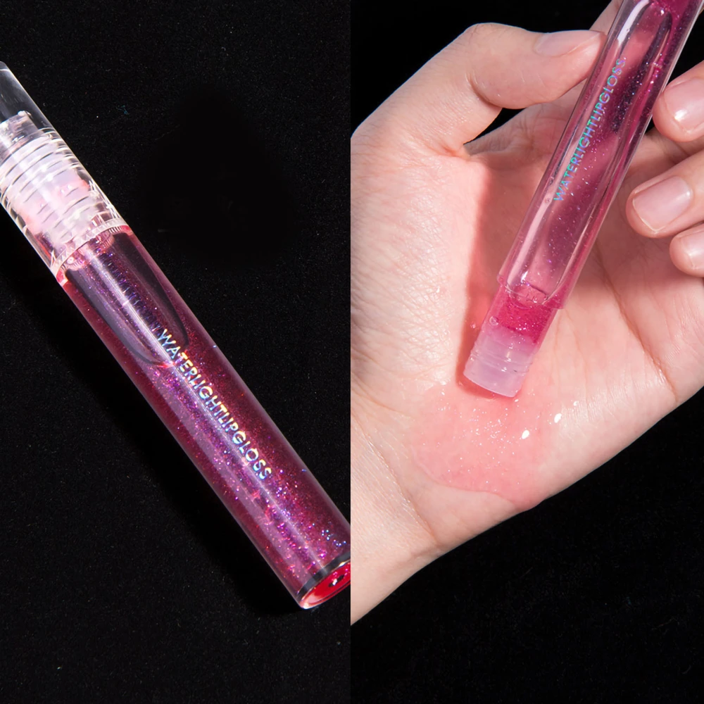 Lip Gloss Transparent Pearlescent Moisturizing Glass Lipstick with Fine Flash Gifts Peach Red