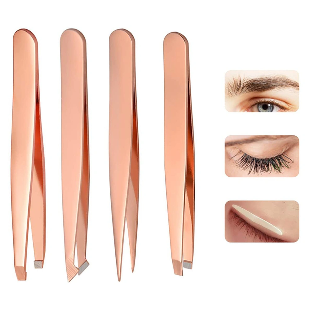 4Pcs Eyebrow Tweezers Set Professional Stainless Steel Tweezers Daily Beauty Tools