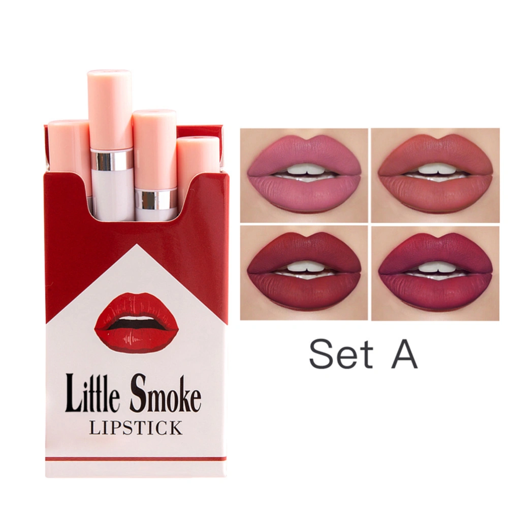 Cigarette Lipstick Matte Cigarette Lipstick Set 4 Colors Matte Long Lasting Waterproof Makeup Lipstick