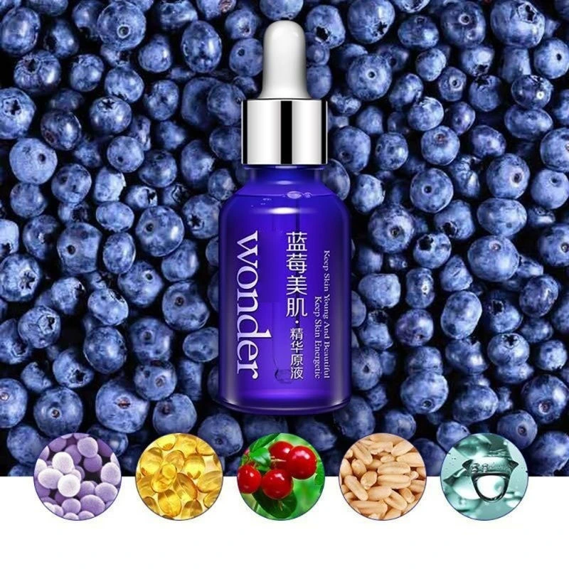 Blueberry Hyaluronic Acid Serum Liquid Moisturizing Hydrating Shrink Pores Brighten Skin Color Whitening Serum