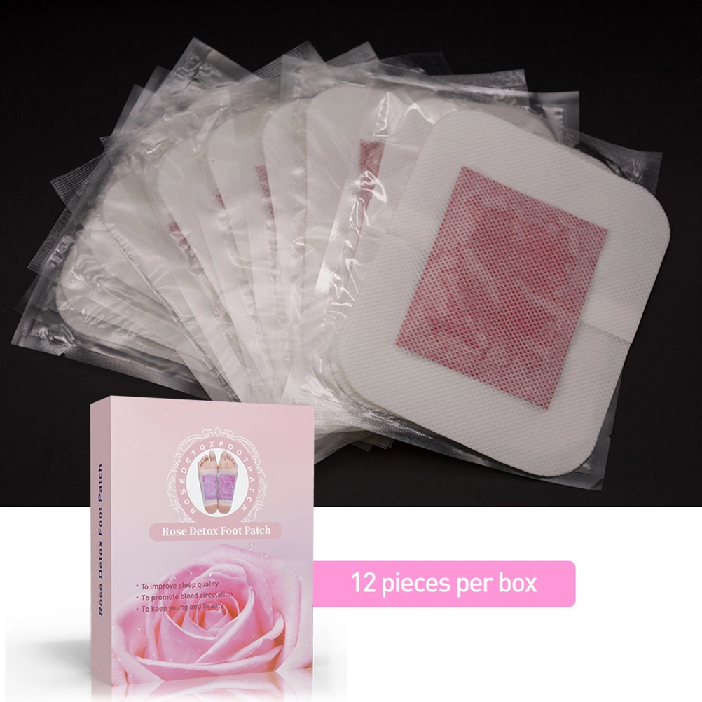 12Pcs/Box Rose Detox Foot Pad Natural Foot Care Stickers