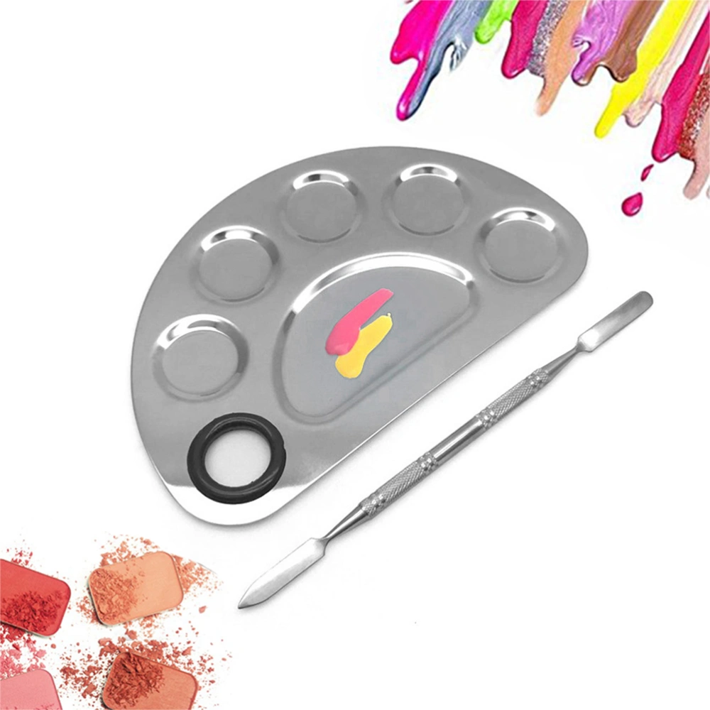 Stainless Steel 6 Holes Makeup Palette Nail Art Polish Mixing Plate Cosmetic Artist Mixing Palette for Mixing