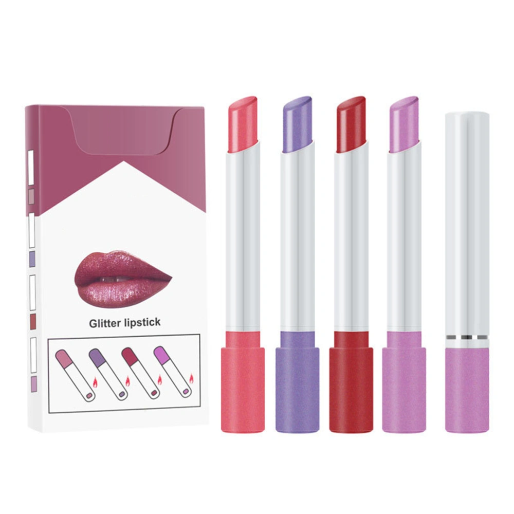 4Pcs Cigarette Lipstick Set Matte Lipstick Waterproof Non Stick Cup Long Lasting Tobacco Tube Shape Lipstick Kit