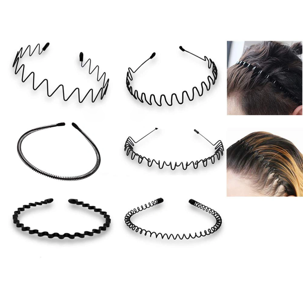 6Pcs Unisex Metal Headbands Spring Wave Headband Non Slip Elastic Headband Hair Band Hair Accessories