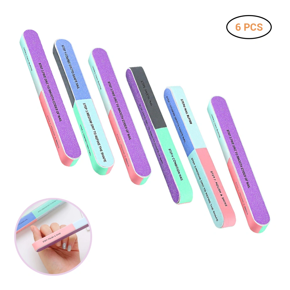 6 Pcs Popular Nail Art Manicure 7 Ways Durable Shiner Buffer Buffing Block Sanding Files