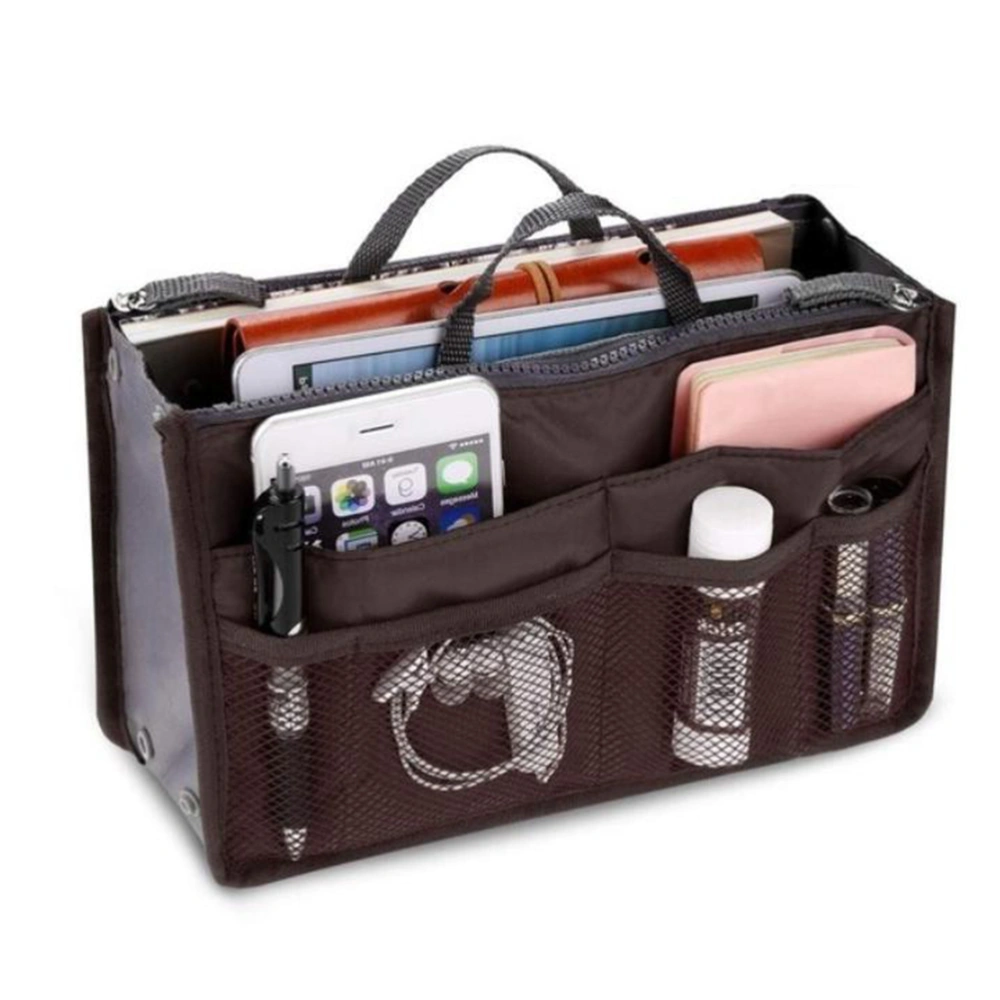 Women Multifunction Makeup Handbag Various Pockets Large Cosmetic Handbag Organizer for Travel Coffee