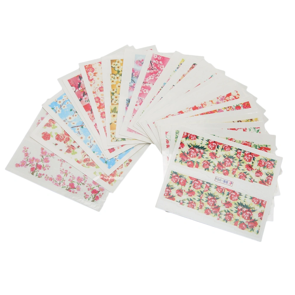 24 Sheet Nail Art Sticker DIY Flower Pattern Water Transfer Nail Decals Sticker for Women Girls