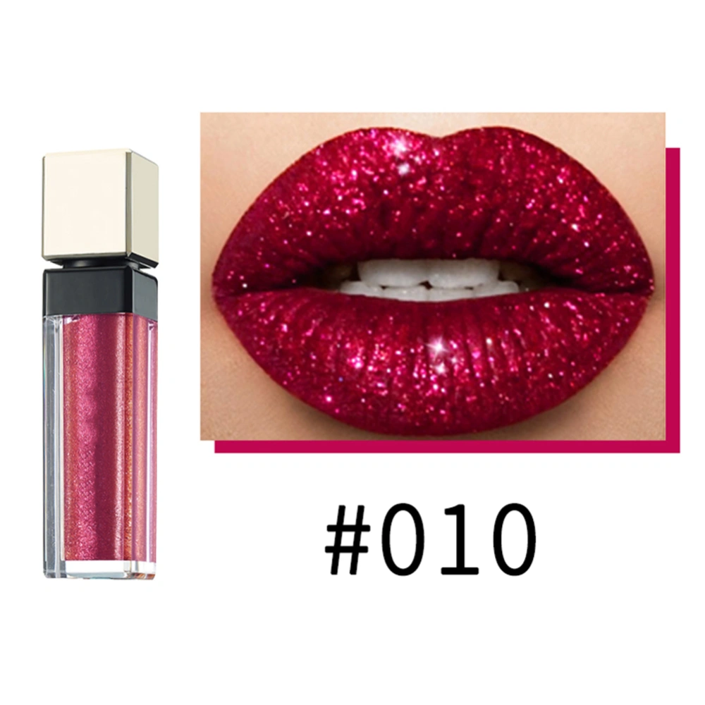 12 Colors Metallic Glitter Non sticky Long Lasting Liquid Lipstick Lipgloss(Metal, 10)