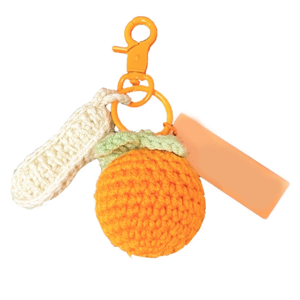 Crochet Plush Keychain Handmade Crochet Knitting Cute Persimmon Peanut Fruit Pendant Key Holder for Handbag Purse Backpack Car