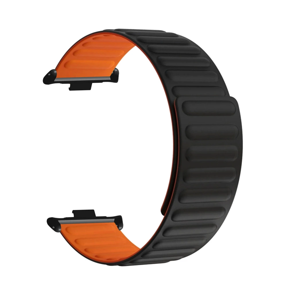 Magnetic Watch Straps Double Sided Soft Silicone Magnet Watch Straps for Mi Band 8 Pro Black Orange