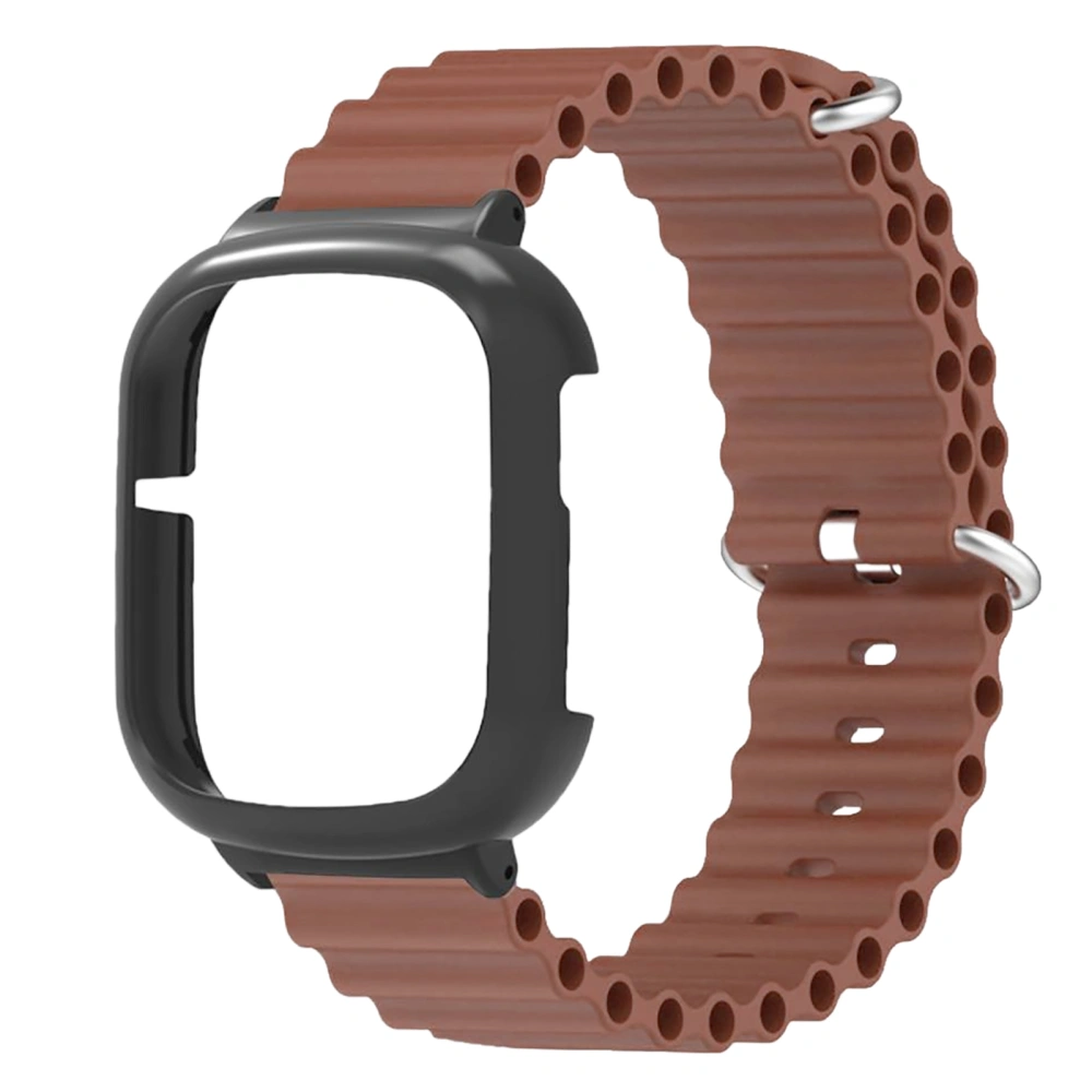 Watch Strap Adjustable Soft Skin Friendly Durable Watch Band with Protective Cover for Honor Watch 4 Brown