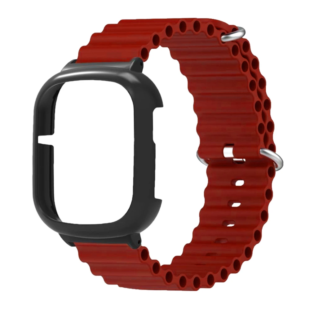 Watch Silicone Strap with Built in PC Case Fashionable Adjustable Wristband for Honor 4 Wine Red