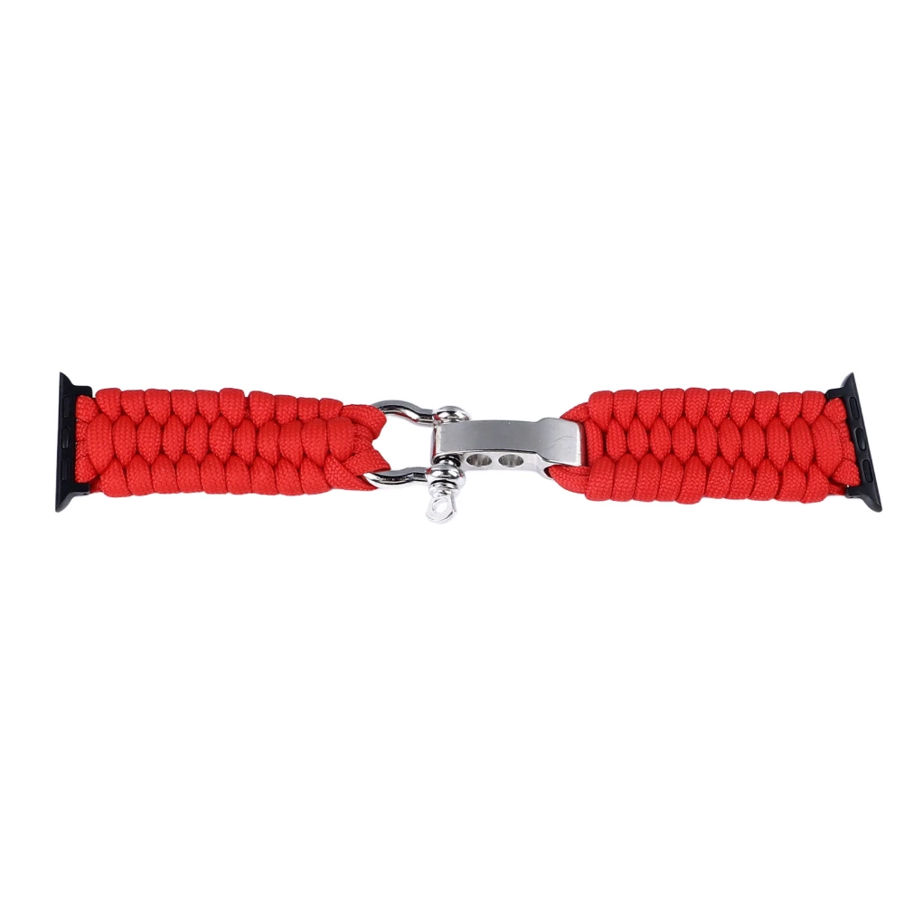 Paracord Watch Band Stylish Women Adjustable Hand Braided Watch Wristband for IWatch 9/8/7/6/5/4/3/2/1 SE Red