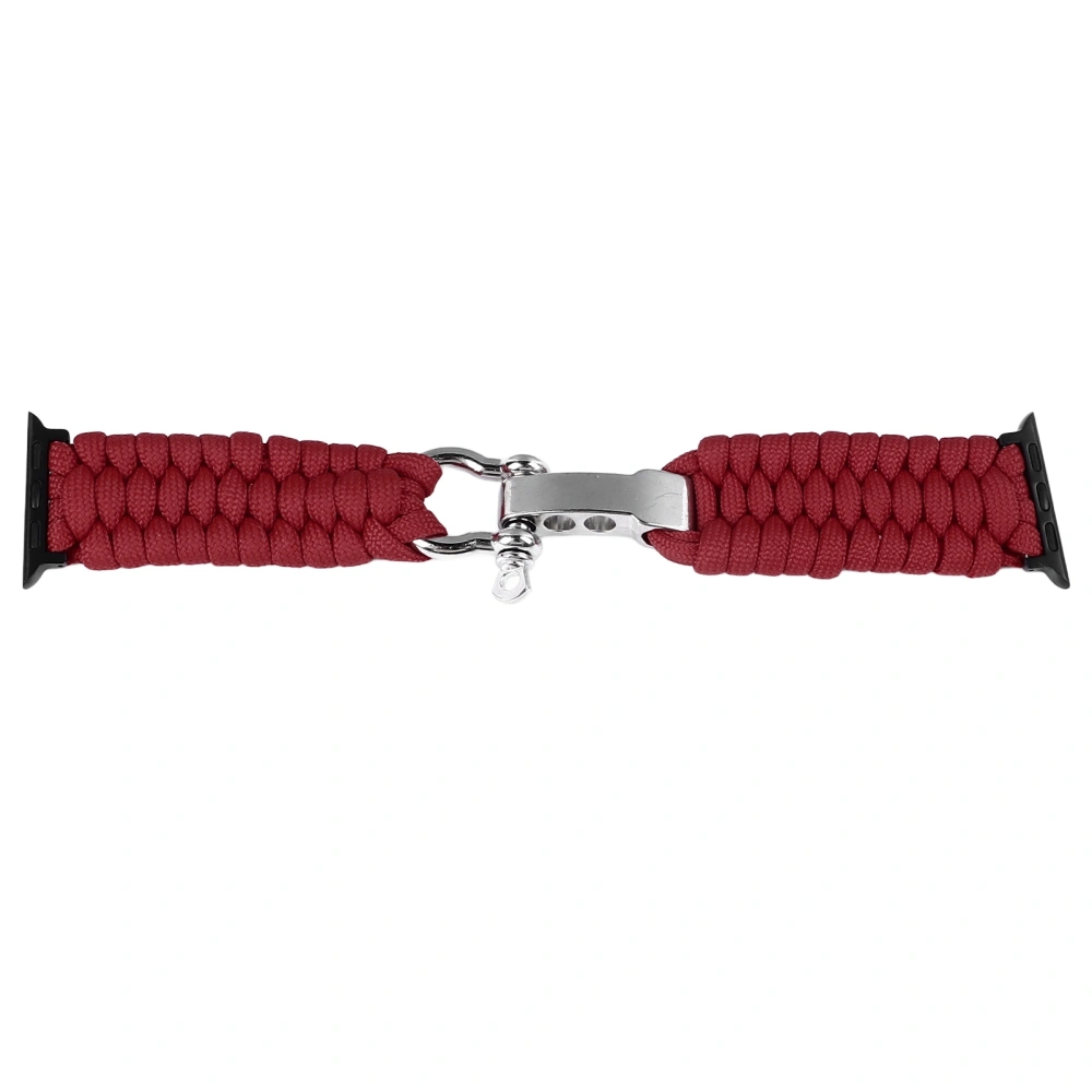 Braided Watch Band Watchband Adjustable Bracelet Accessory for IWatch 9 8 7 6 5 4 3 2 1 SE Wine Red