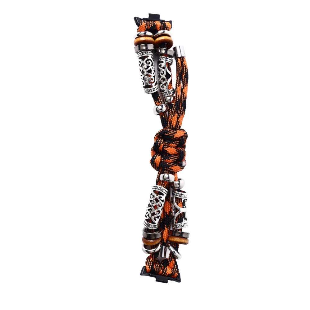 Braiding Watch Band Unique Hand Woven Durable Ethnic Watch Bracelet for Xiaomi 8 Pro Black and Orange Camouflage