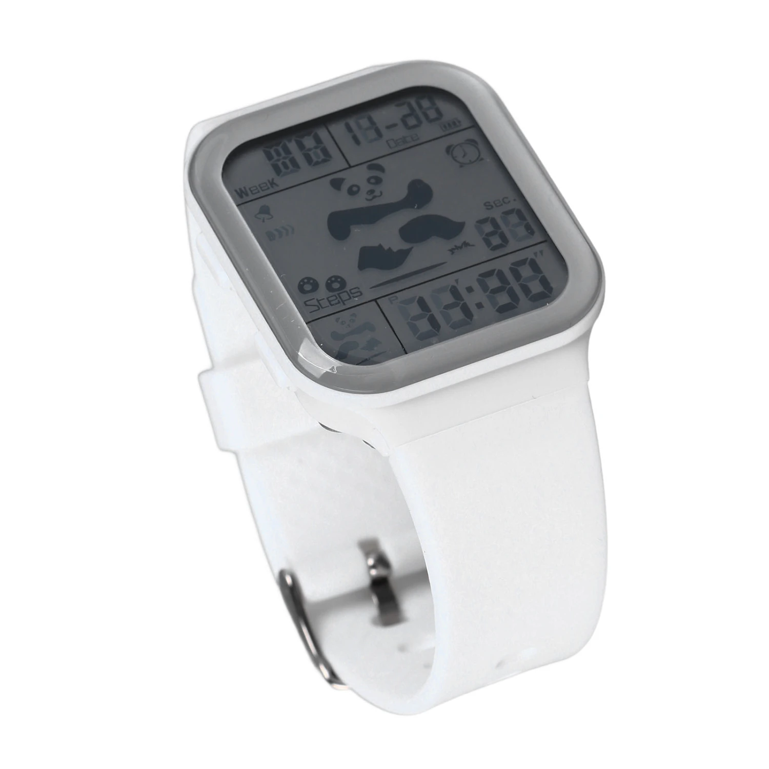 Electronic Watch Luminous Display Stopwatch Timing Alarm Clock Waterproof Students Watch for Outdoors White