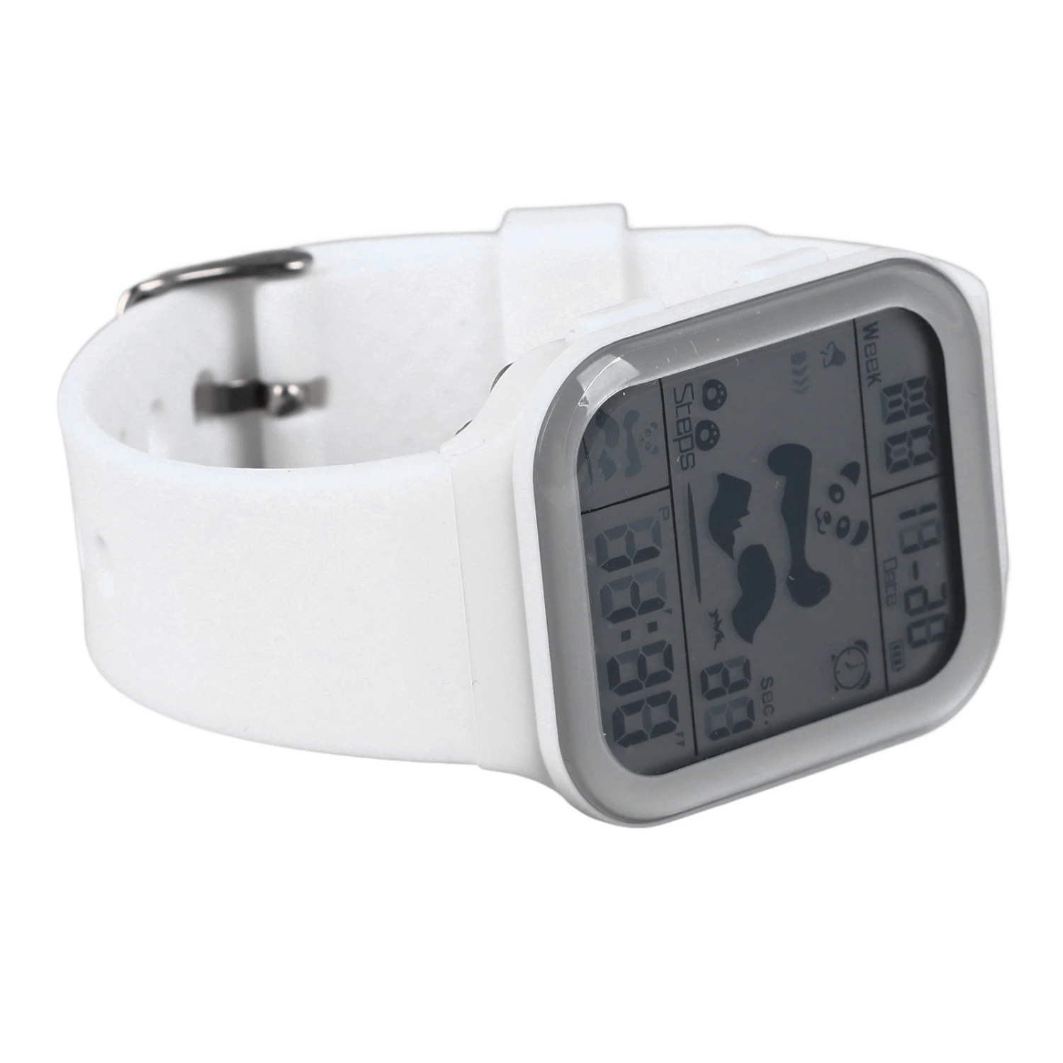 Electronic Watch Luminous Display Stopwatch Timing Alarm Clock Waterproof Students Watch for Outdoors White