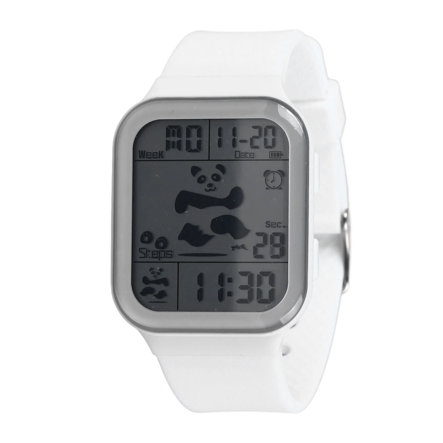 Electronic Watch Luminous Display Stopwatch Timing Alarm Clock Waterproof Students Watch for Outdoors White