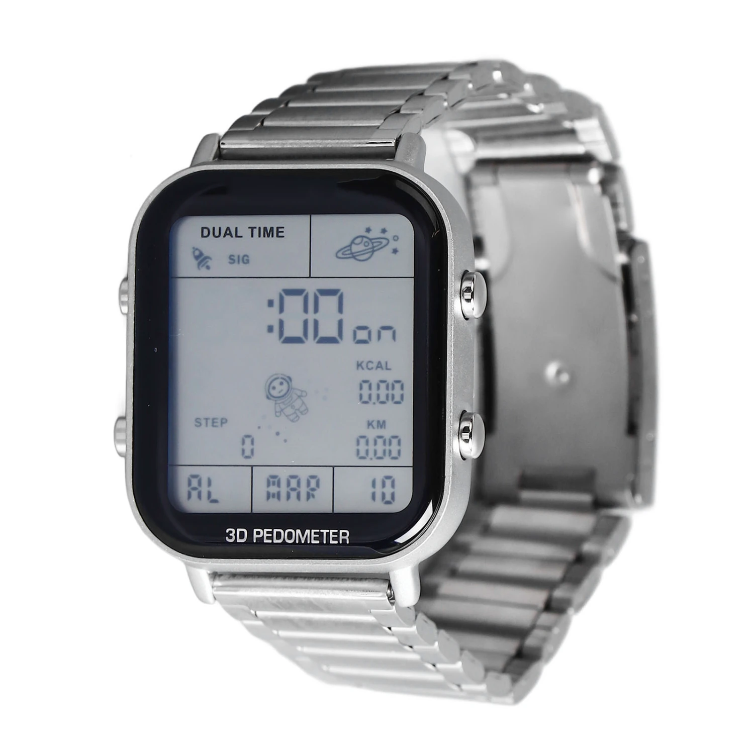 Men Led Digital Watch Creative Square Waterproof Backlight Pedometer Sports Watch for Outdoor Indoor