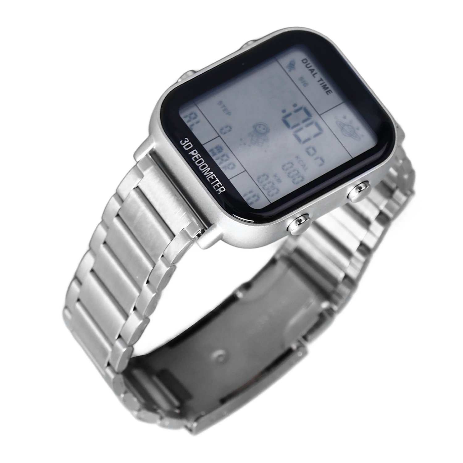 Men Led Digital Watch Creative Square Waterproof Backlight Pedometer Sports Watch for Outdoor Indoor