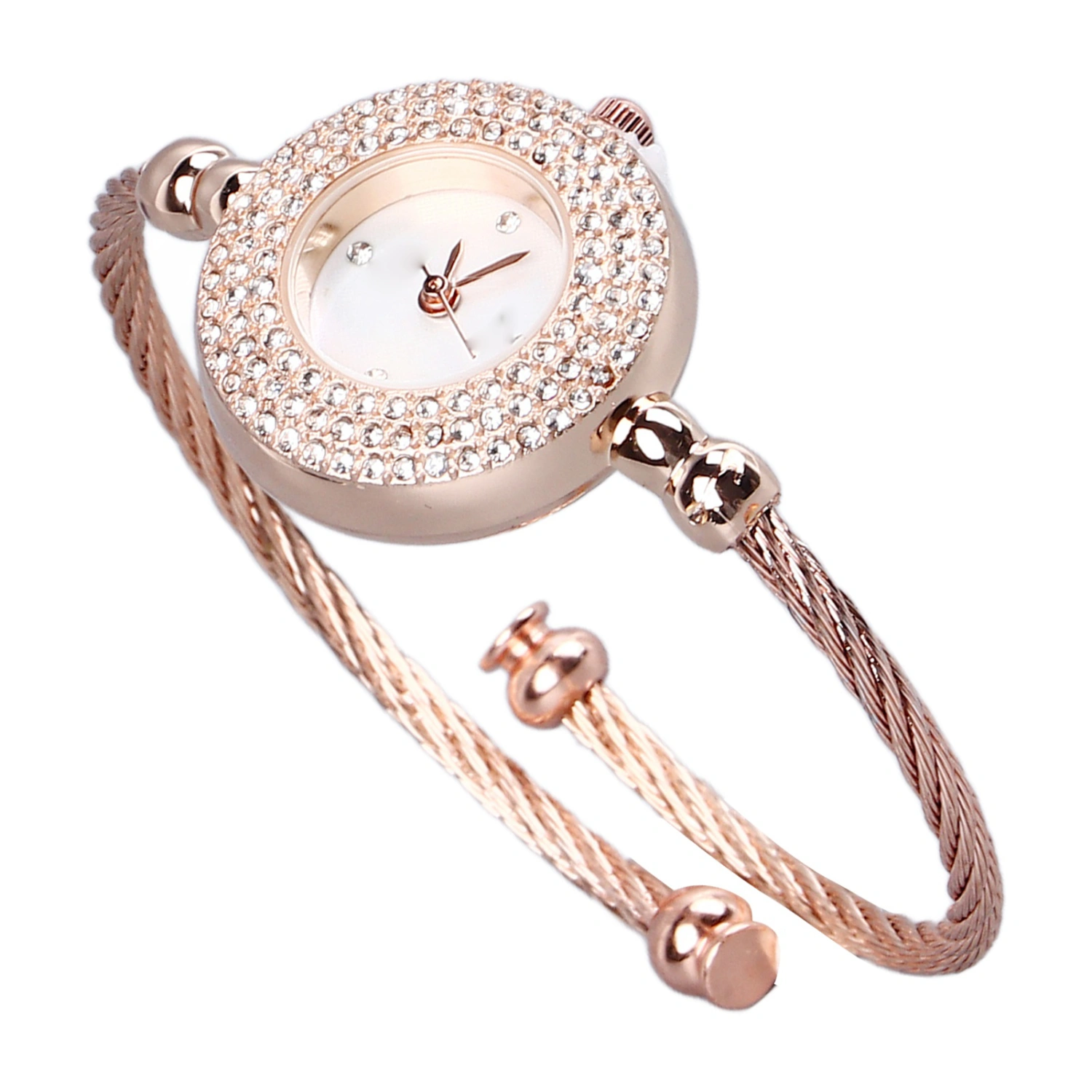 Women Bracelet Watch Quartz Movement Adjustable Thin Band Lady Watch for Daily Party Rose Gold