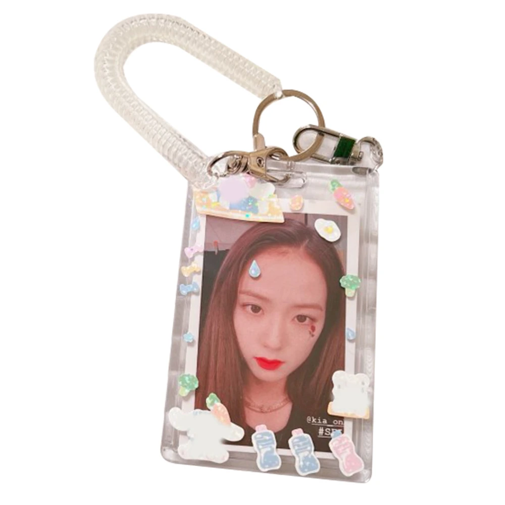 Transparent ID Holder Dog Hanging Decor Card Protection Badge Holder with Spiral Rope