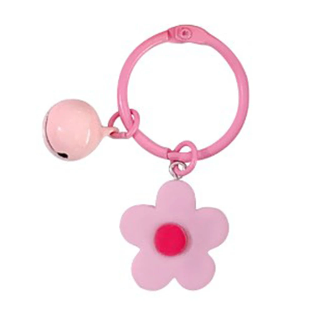 Cute Keychain Bell Decoration Pink Rugged Durable Lightweight Flower Keychain for Women Girls