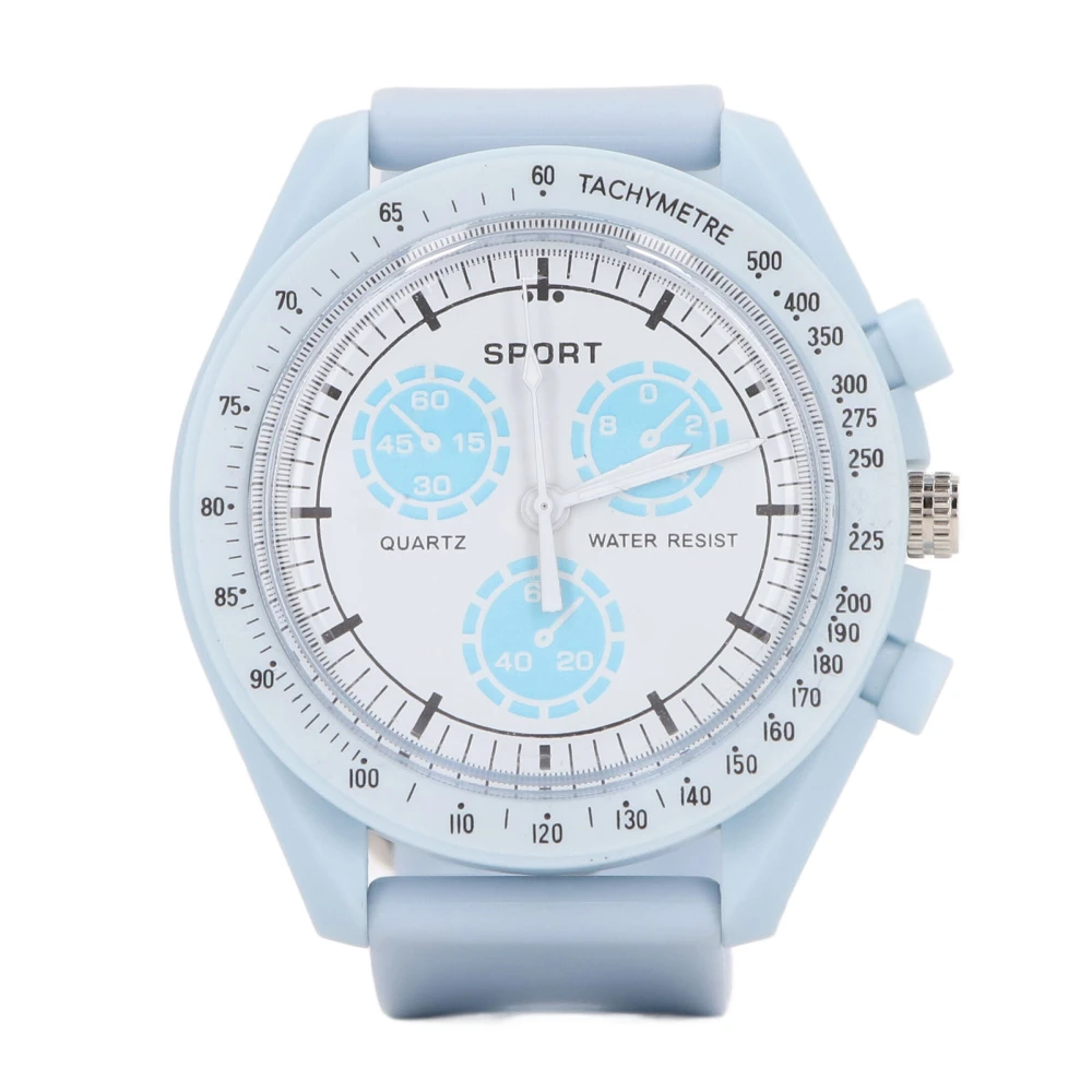 Digital Sports Watch Accurate Time Waterproof Stopwatch Clear Lens Electronic Watch Grey Strap White Screen Quartz