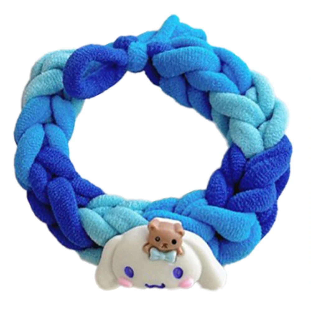 Elastic Hair Ties High Stretch Hair Band DIY Weaving Ponytail Holder with Cartoon Decor Blue