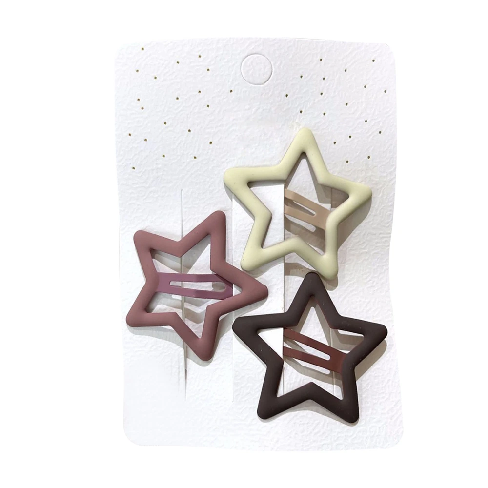 Star Snap Hair Clips Hollow Star Hair Barrettes Mixed Color Cute Hairclips Hairstyling Accessories for Women Lady Girls Brown