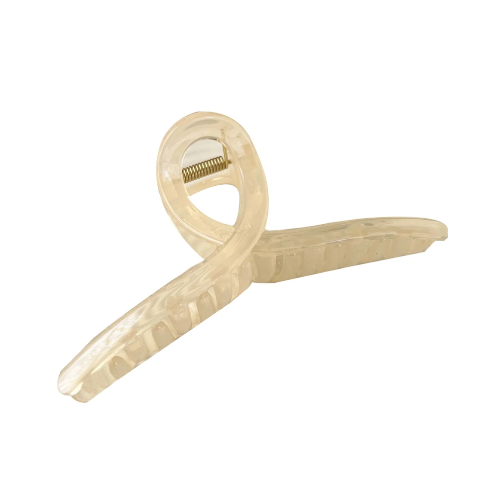 Resin Hair Claw Clip Thicken 5.9in Decorative Textured Strong Grip Barrettes Claw Clips L White