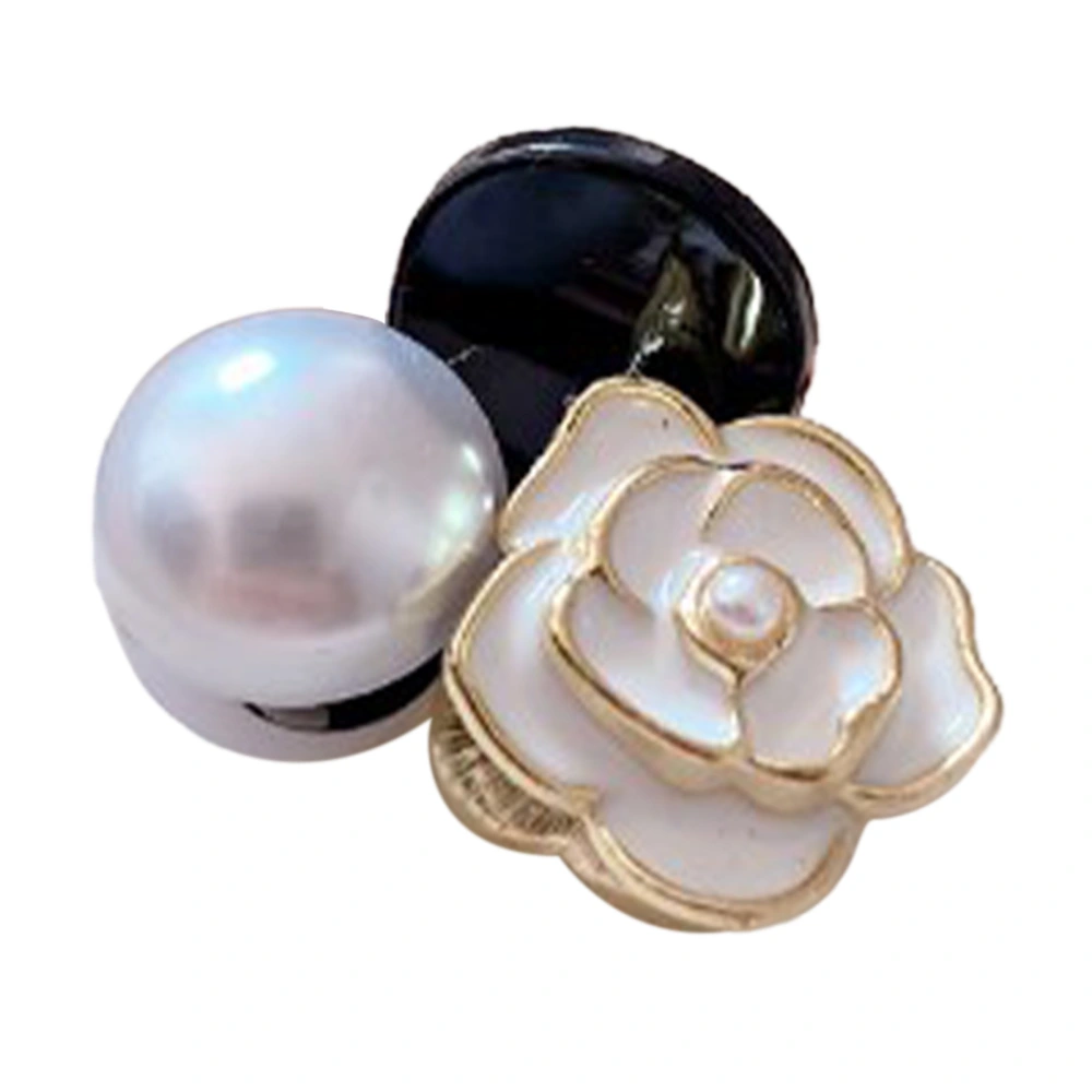 Camellia Flower Hair Claw Clip Simple Multifunctional Flower Artificial Pearl Hair Clip for Party White